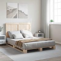 Bedframe met hoofdbord massief grenenhout wit 140x200 cm