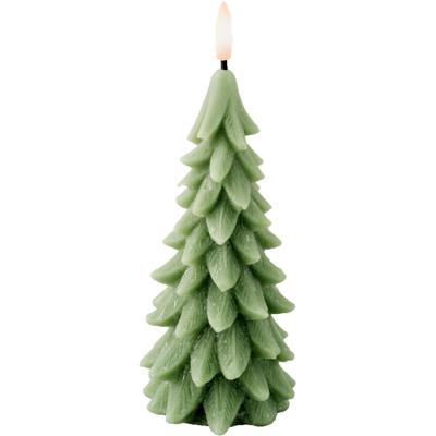 LED kerstboom kaars - groen - 19 cm - batterijen inclusief - timer - kerstboomkaars