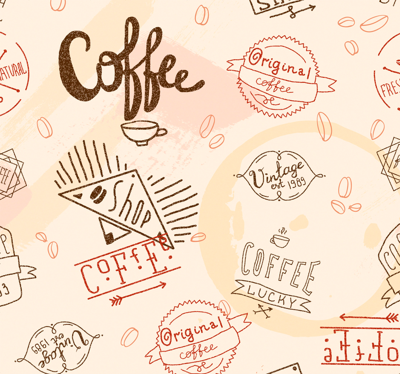 Wandbekleding Koffie pictogrammen