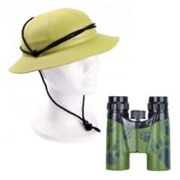 Carnaval verkleedset safari/jungle helm met verrekijker - kinderen - Onderzoeker/Ontdekkingsreiziger