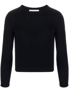 extreme cashmere pull crop en maille fine - Bleu