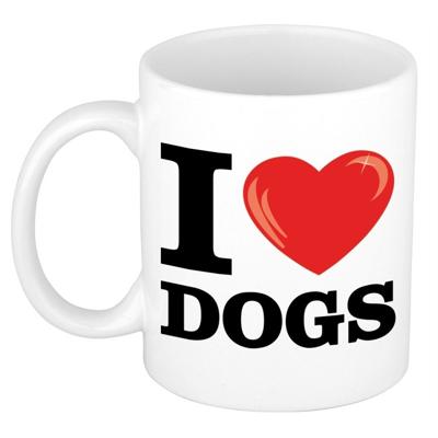 I Love Dogs koffiemok - drink beker - 300 ml - cadeau - voor honden liefhebber