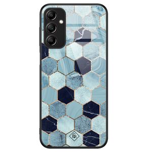 Samsung Galaxy A14 glazen hardcase - Blue cubes