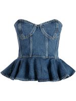 Ronny Kobo haut bustier en jean à coupe crop - Bleu