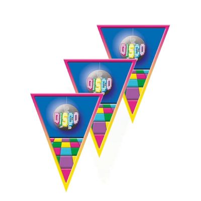 3x stuks vlaggenlijn Disco versiering thema 5 meter   -