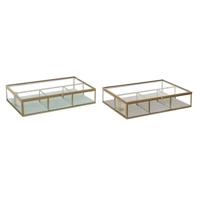 Juwelenkistje DKD Home Decor Kristal Metaal Groen Lichtgrijs (27 x 15 x 5,5 cm) (2 Stuks)