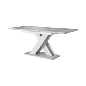 Meubella Eetkamertafel Bari - Betonlook - Wit - 180 cm - Uitschuifbaar