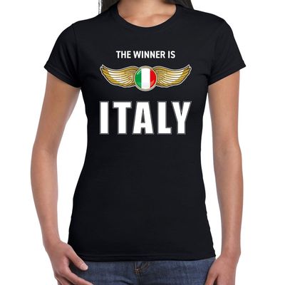 The winner is Italy / Italie t-shirt zwart voor dames The winner is Italy / Italie t-shirt zwart voor dames