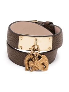 Dolce & Gabbana bracelet en cuir à breloque - Marron