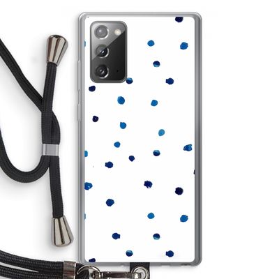 Blauwe stippen: Samsung Galaxy Note 20 / Note 20 5G Transparant Hoesje met koord