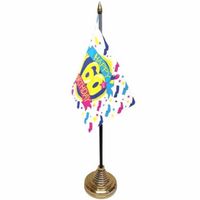 60ste verjaardag tafelvlaggetje 10 x 15 cm met standaard - thumbnail