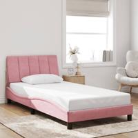 Bedframe met hoofdeinde fluweel roze 100x200 cm