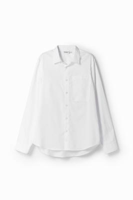 Patchwork popeline overhemd - WHITE - XL