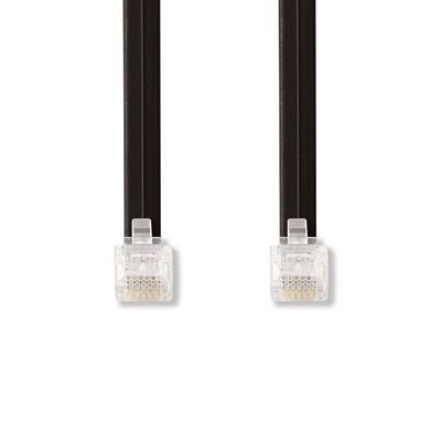Nedis Telecomkabel | RJ12 Male | RJ12 Male | 1.00 m | Kabel design: Plat | Kabeltype: RJ12 | Zwart - TCGL90300BK10