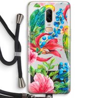 Papegaaien: OnePlus 6 Transparant Hoesje met koord