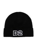 DSQUARED2 KIDS bonnet nervuré à patch logo - Noir - thumbnail