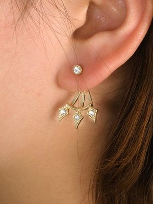 Retro Stijl Veelzijdig Diamant dekhengst oorbellen Retro Stijl Veelzijdig Diamant dekhengst oorbellen
