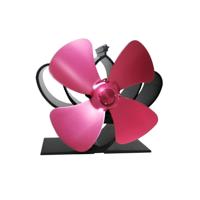YL201 4-Blade hoge temperatuur metalen warmte aangedreven open haard kachel fan (Rose rood)