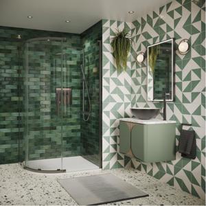 Crosswater Asura Kwartronde Douchedeur - 8mm - 120x90cm - met zijwand - hendel gehamerd - leisteen SW1208447/SW1176461