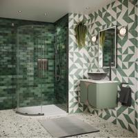 Crosswater Asura Kwartronde Douchedeur - 8mm - 120x90cm - met zijwand - hendel gehamerd - leisteen SW1208447/SW1176461