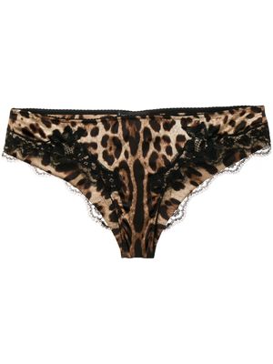Dolce & Gabbana bas de bikini à motif léopard - Marron