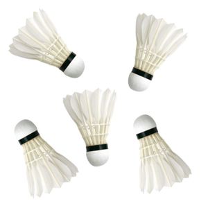 Set van 5x stuks badminton shuttles met veertjes wit 9 x 6 cm   -