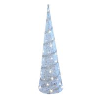LED kegel/piramide kerstboom lamp - wit - rotan/kunststof - H79 cm