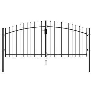 VidaXL Poort met puntige bovenkant dubbel 3x1,25 m staal zwart