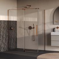 BRAUER Stellar douchecabine met draaideur helder glas 160x100x200 omkeerbaar incl. glascoating PVD koper geborsteld