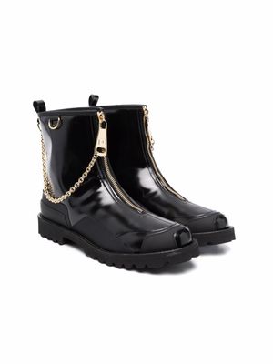 Dolce & Gabbana Kids bottines à détail de chaine - Noir