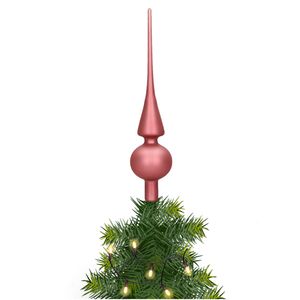 Glazen kerstboom piek/topper velvet roze mat 26 cm