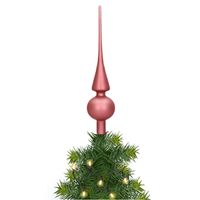 Glazen kerstboom piek/topper velvet roze mat 26 cm - thumbnail