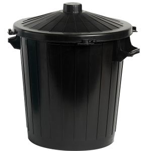 Vuilnisbak/afvalemmer met deksel - 50 liter - zwart - 55 x 49 x 58 cm
