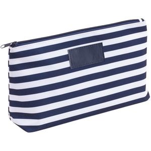 Toilettas/make-up tas gestreept blauw/wit 28 cm voor heren/dames