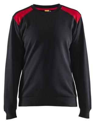 Blåkläder Sweatshirt bicolour Dames 34081158 | Zwart/Rood | Maat XL - 7330509810743
