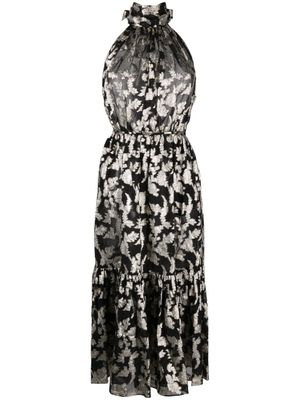 Saint Laurent Pre-Owned Gelaagde midi-jurk - Zwart