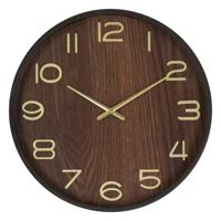 Wandklok/muur klok - Woody - Dia 38 cm - hout - bruin - keuken/kamer