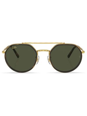 Ray-Ban lunettes de soleil rondes à logo imprimé - Or