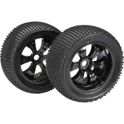 Absima 1:8 Truggy Complete wielen Dirty 6-spaaks Zwart 2 stuk(s)