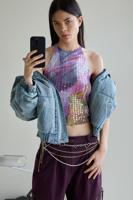 Halter T-shirt met pailletten - RED - M