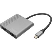 Digitus DA-70828 HDMI / USB-C Adapter [1x USB-C - 2x HDMI-bus] Zwart Afgeschermd, Rond 0.18 m