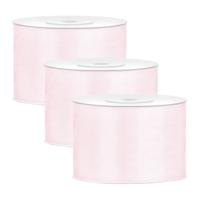 Partydeco Cadeaulint - 3x - poeder roze - 5 cm x 25 meter - satijn - sierlint - inpakken - decoratie