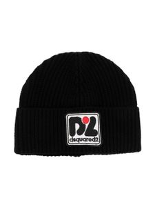 DSQUARED2 KIDS bonnet à patch logo - Noir