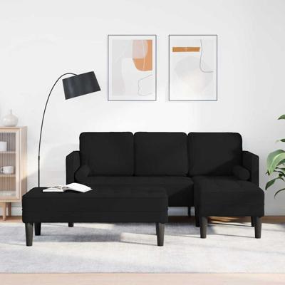Bankstel 2 pcs Zwart 173 x 131 x 67 cm Stof