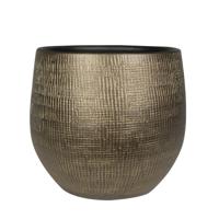 Plantenpot/bloempot - keramiek - metal goud - 31 x 28 cm