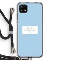 Reminder: Samsung Galaxy A22 5G Transparant Hoesje met koord Reminder: Samsung Galaxy A22 5G Transparant Hoesje met koord