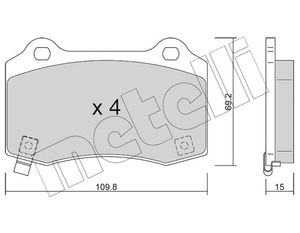 Remblokkenset, schijfrem METELLI, u.a. fÃ¼r Cadillac, Chevrolet, Jeep, Chrysler, Dodge, Tesla