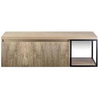 Frozen 3D Badmeubelset 140 cm - Greeplijst in Kleur - Zwart Frame - Wastafelbovenblad French Oak