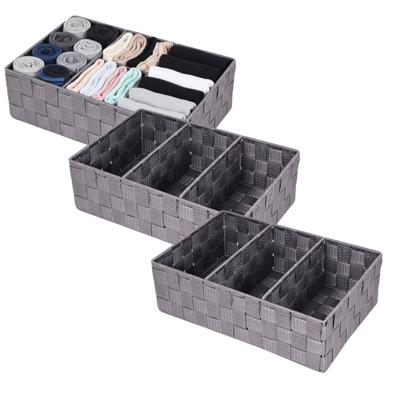 Opbergmanden - 3x - 3 vaks - grijs - ladekast organizer - ondermode