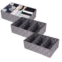 Opbergmanden - 3x - 3 vaks - grijs - ladekast organizer - ondermode